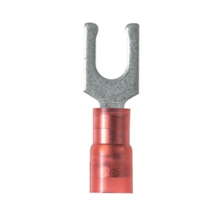 Panduit Fork Terminal, #6 Stud Size, 18 AWG, 600 V, Nylon Insulated, Red, 100 PK PN18-6LF-C